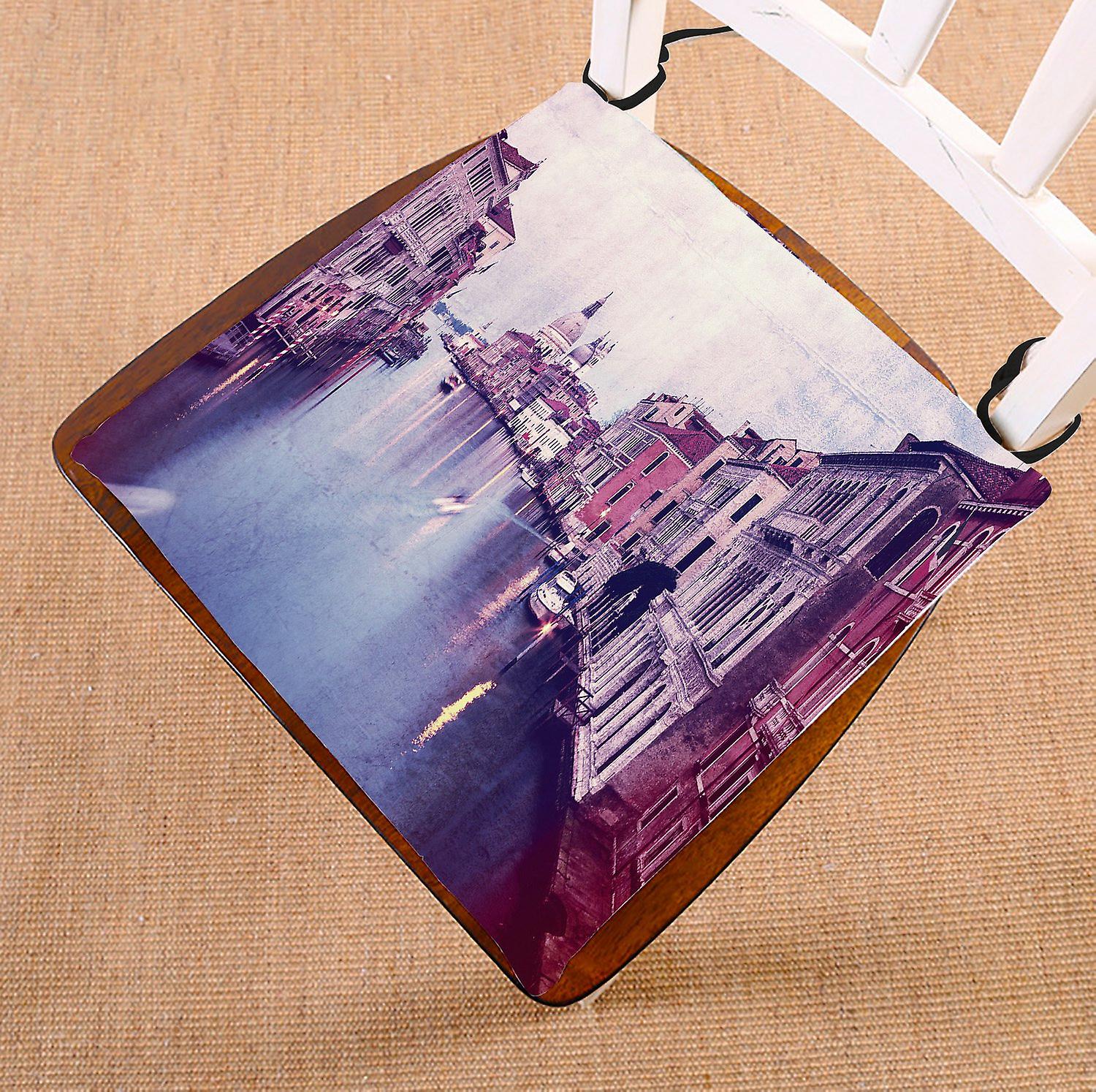 City Chair Pad， Retro Style Grand Canal At Sunset Italy Venice Seat Cushion Chair Cushion Floor Cushion 40x40 Cm