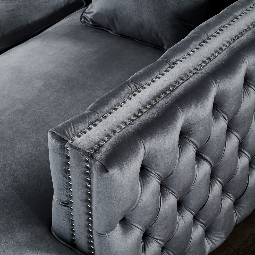 Jeannie 120 quotVelvet Corner Sectional Sofa   Contemporary   Sectional Sofas   by Inspired Home  Houzz