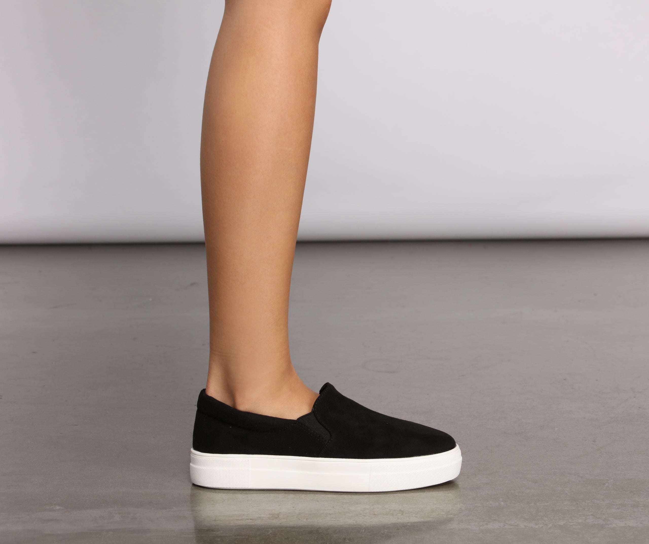 Faux Microsuede Slip On Sneakers