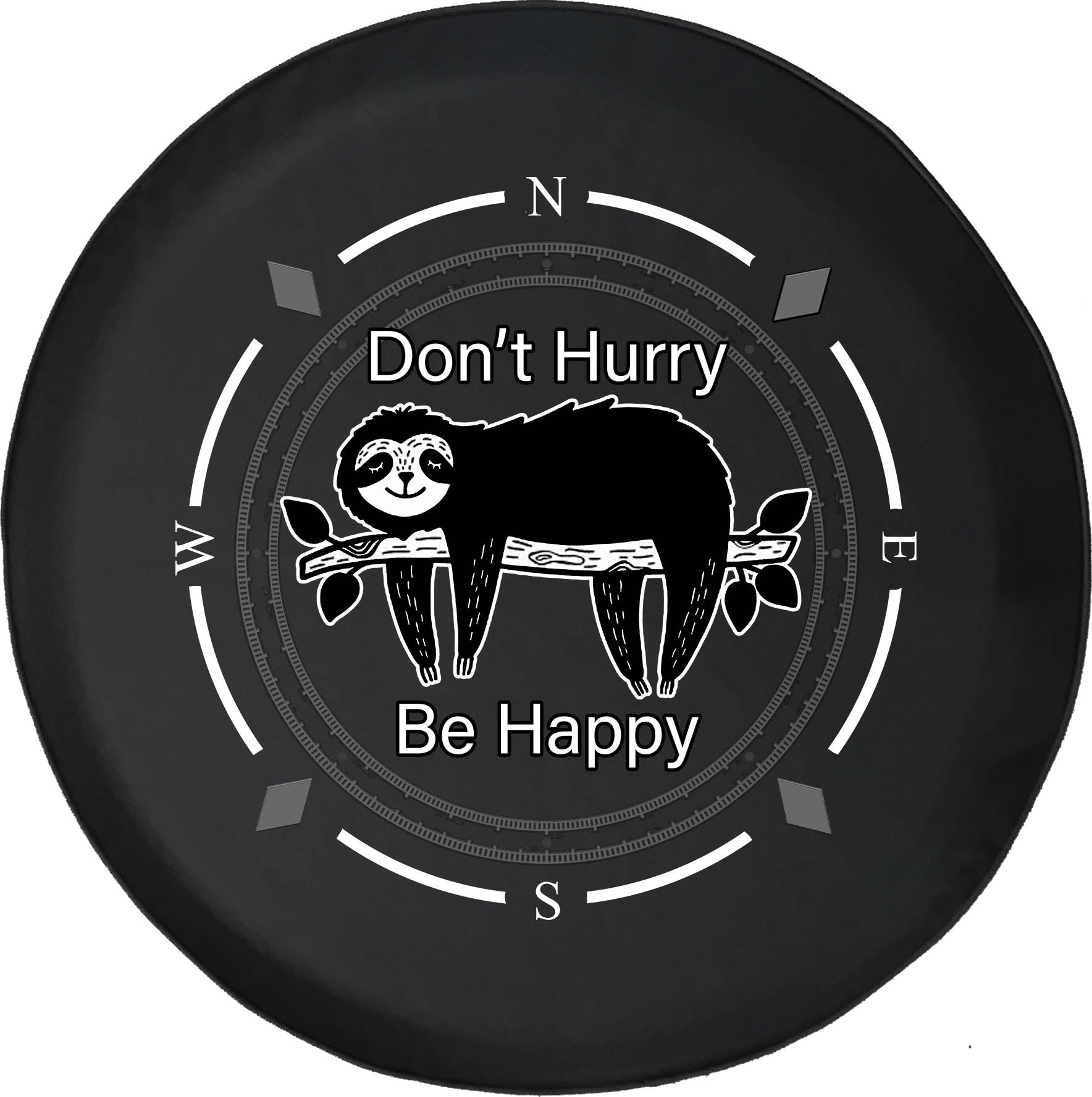 Spare Tire Cover Compass Don't Hurry Be Happy Sloth Wheel Covers Fit for SUV accessories Trailer RV Accessories and Many Vehicles