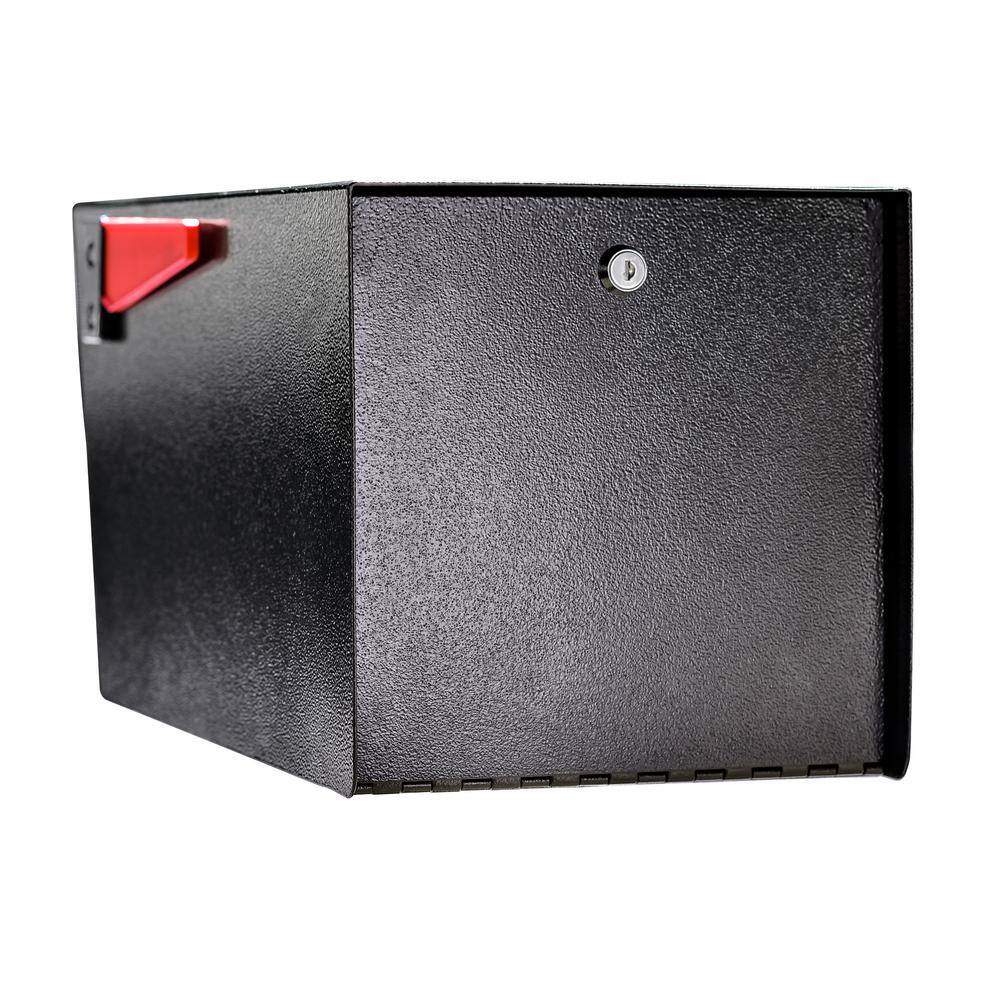 Mail Boss Mail Manager Street Safe Black Post-Mount Mailbox with High Security Reinforced Rear Locking System 7526