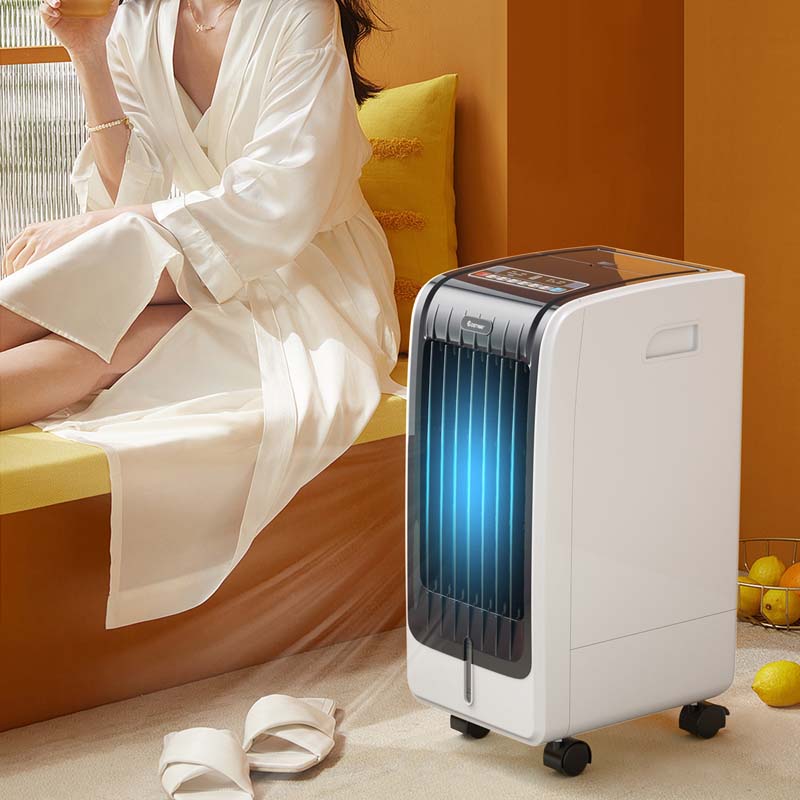 Portable Evaporative Cooler Fan Humidifier with Remote Control, 3 Speeds, 8H Timer, 6L Water Tank