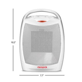 AIWA 10.2 in. Electric Portable Room Ceramic Heater with Handle Overheat Protection Tip Over Auto Shutoff 1500-Watt WSH3-1001-WHT