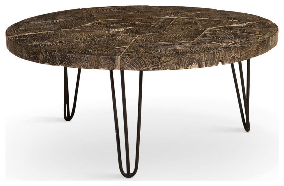 Driftwood Top Coffee Table  Black Wash   Industrial   Coffee Tables   by HedgeApple  Houzz