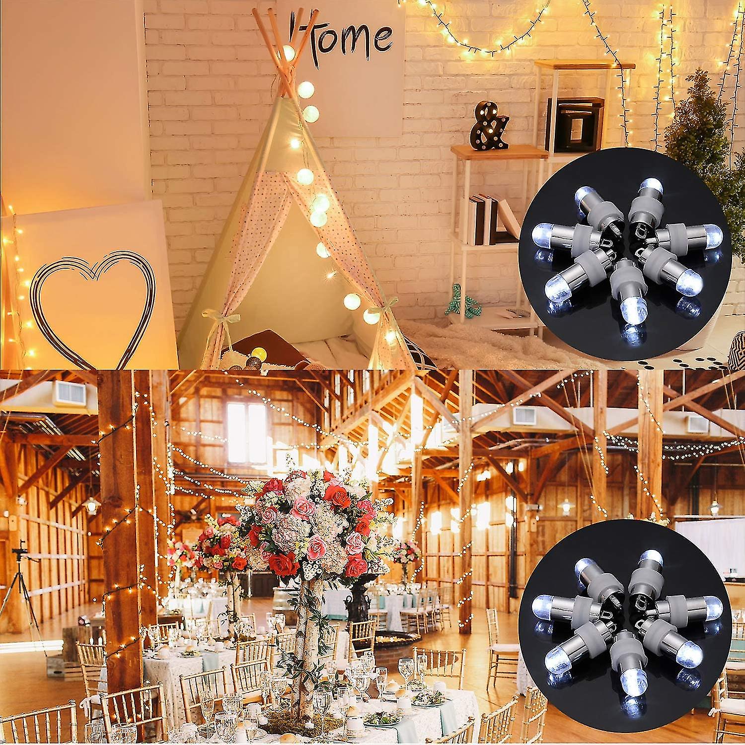 Wabjtam 40 Pieces Led Balloon Lights Mini Battery Powered Led For Wedding Halloween Christmas Party Decoration Centerpieces