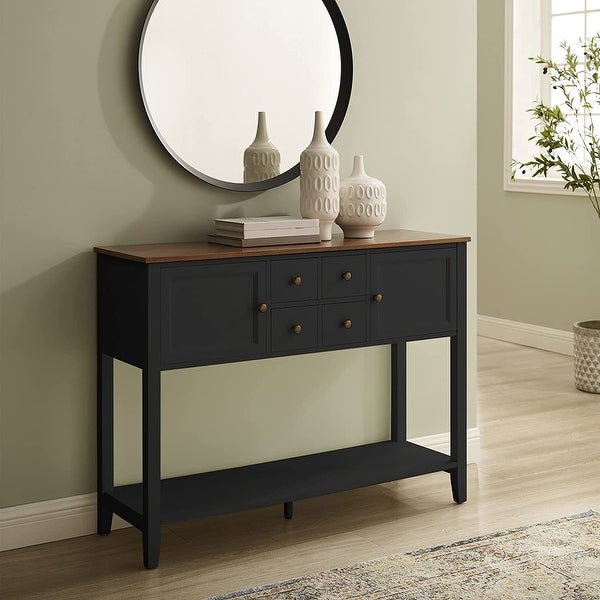 Wood Sideboard Buffet Storage Cabinet with Drawers and Shelf