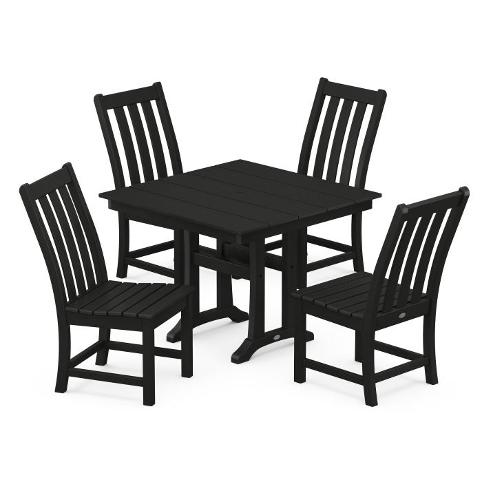 Polywood Vineyard 5-Piece Farmhouse Trestle Side Chair Dining Set PWS642-1