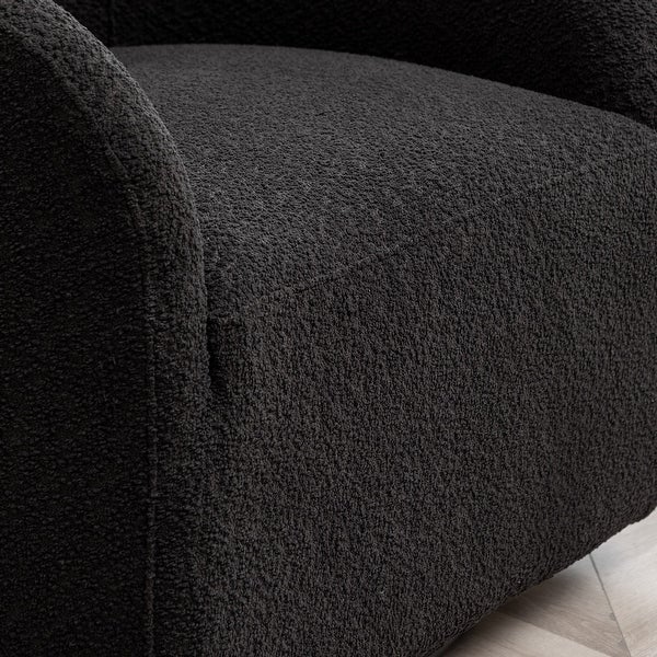 Modern Boucle Upholstered Swivel Barrel Armchair