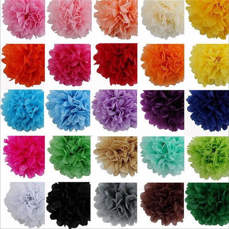 6 Pack Silver Tissue Paper Pom Poms Flower Balls, Ceiling Wall Hanging Decorations 16