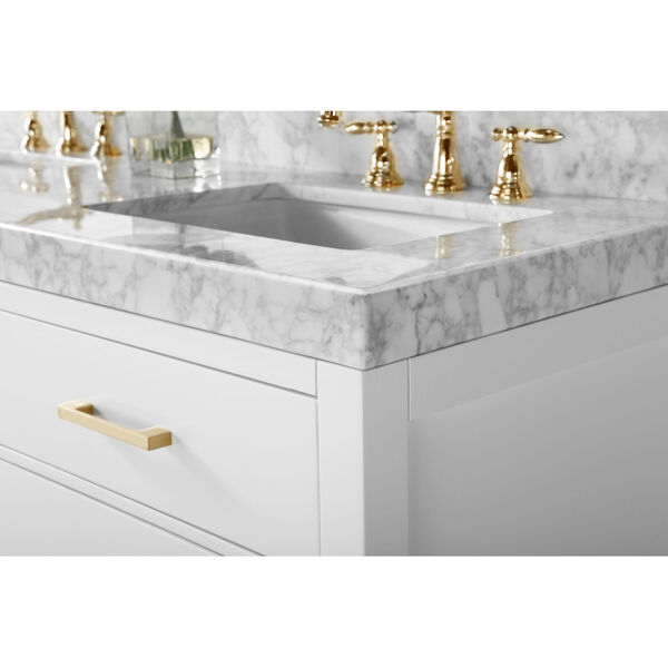 Elizabeth White 60-Inch Vanity Console with Mirror and Gold Hardware