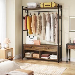 BYBLIGHT Rustic Brown 72 in. Freestanding Clothes Rack with Drawers and shelves BB-NY015GX