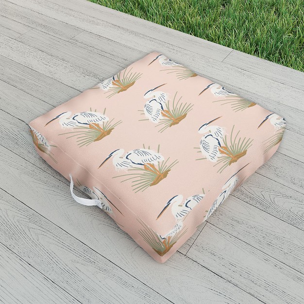 Coastl Studio Crane Peach Outdoor Floor Cushion Deny Designs