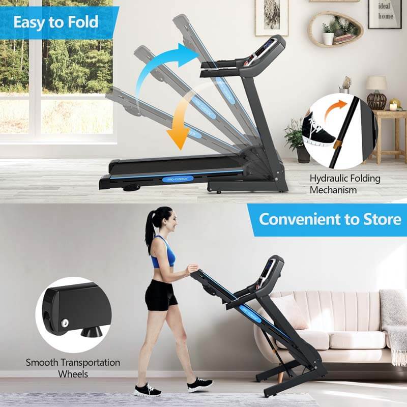 2.25HP Folding Treadmill, Electric Motorized Fitness Jogging Running Machine with Manual Incline, LCD Display