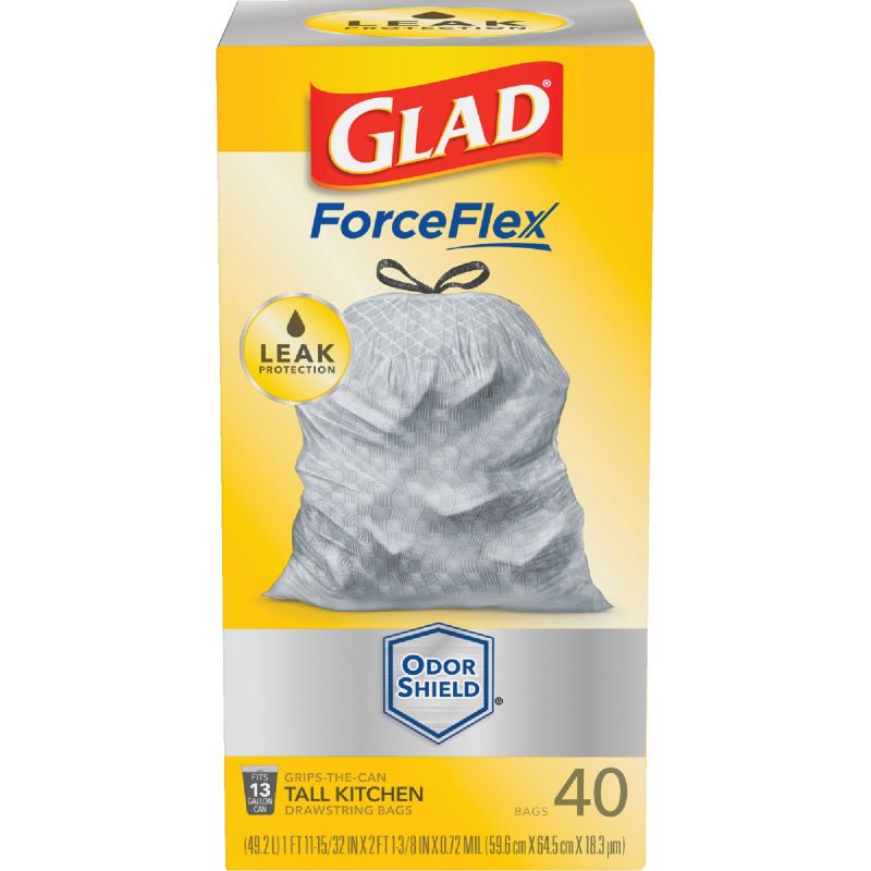 Glad ForceFlex Plus Tall Kitchen Trash Bag 13 Gal. White