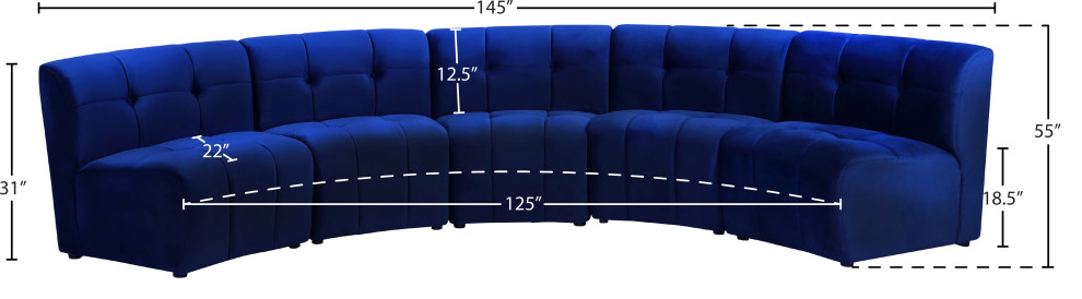 Limitless Modular Velvet 1 Piece Sectional   Contemporary   Sectional Sofas   by Meridian Furniture  Houzz