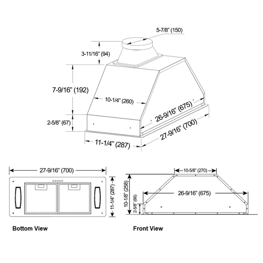 Kobe 30-inch Brillia INX28 Series Hood Insert INX2830SQH-700-2