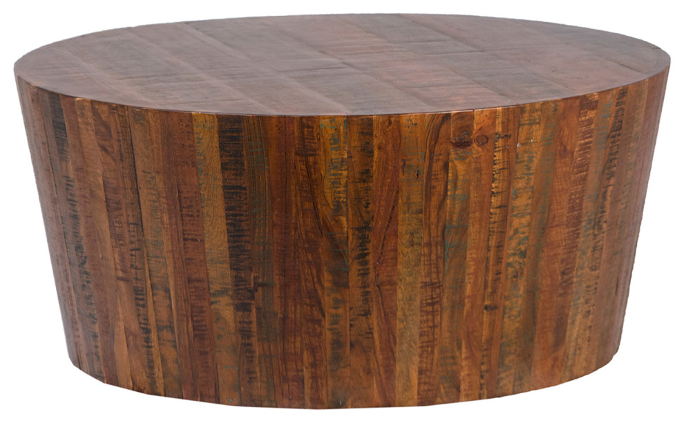 Salvaged Acacia Round Coffee Table   Farmhouse   Coffee Tables   by Design Mix Furniture  Houzz