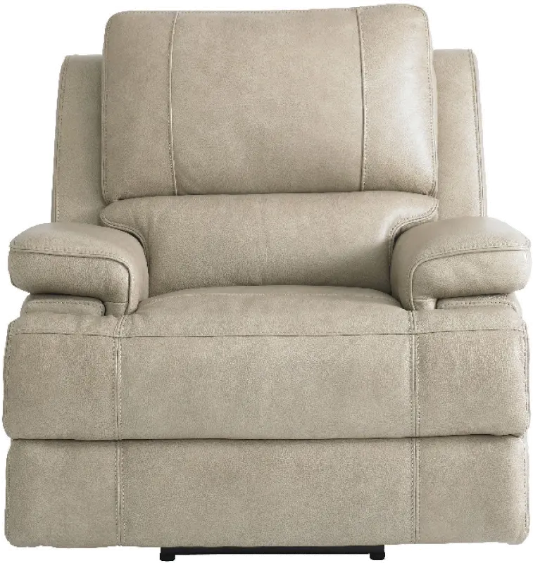 Parker Flax Beige Leather Power Recliner