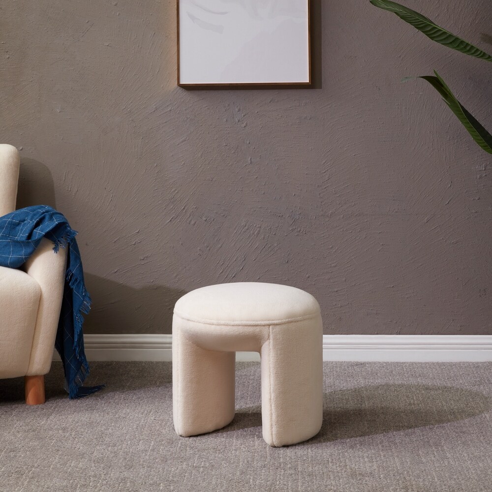 SAFAVIEH Couture Vivie Contemporary Faux Shearling Stool Ottoman