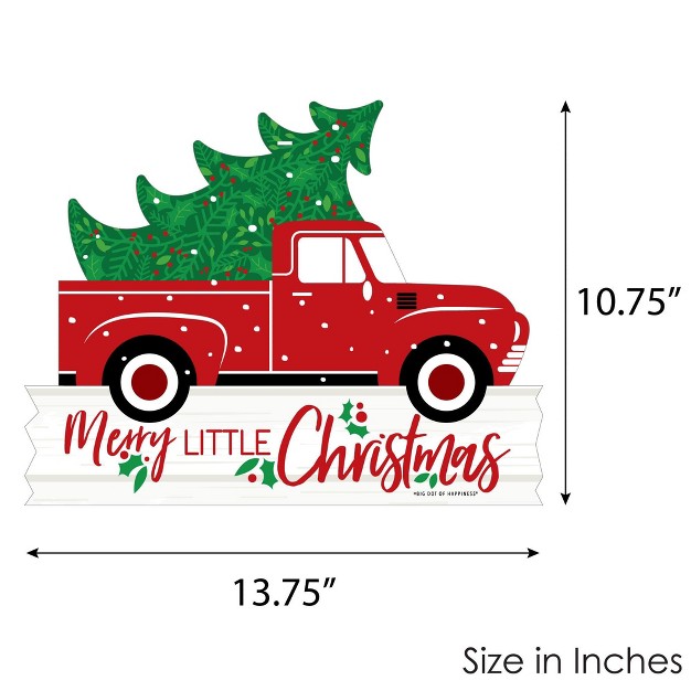 Big Dot Of Happiness Merry Little Christmas Tree Hanging Porch Red Truck Christmas Party Outdoor Decorations Front Door Decor 1 Piece Sign