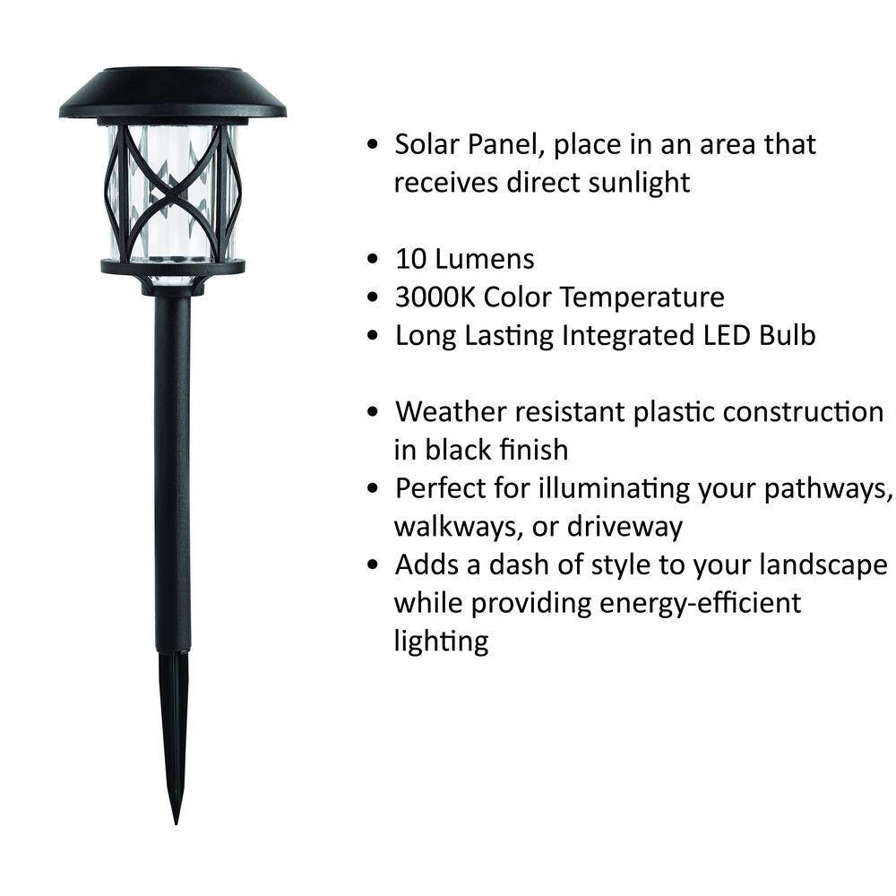 Hampton Bay Frazier 10 Lumens Solar Black LED Landscape Pathway Light Set (4-Pack) P1501-04