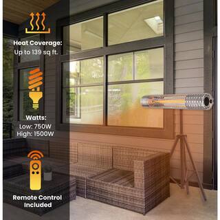 Hanover 30.7 in. 1500-Watt Infrared Electric Patio Heater with Remote Control and Tripod Stand in SilverBlack HAN1031ICSLV-TP