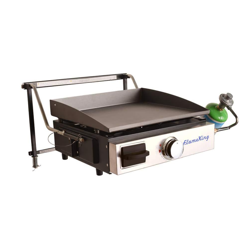 Flame King Flat Top Cast Iron Propane Grill Griddle for Tabletop Wall Mounted and Floor Stand