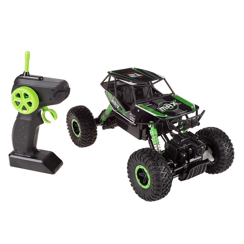 Hey! Play! Remote Control Monster Truck - 116 Scale， 2.4 GHz RC Off-Road Rugged Toy Vehicle with Spring Suspension and Oversized Wheels