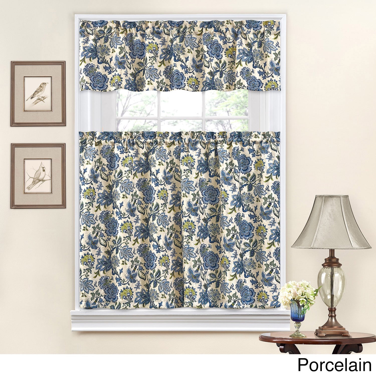 Traditions By Waverly Navarra Floral Kitchen Curtain And Valance Set