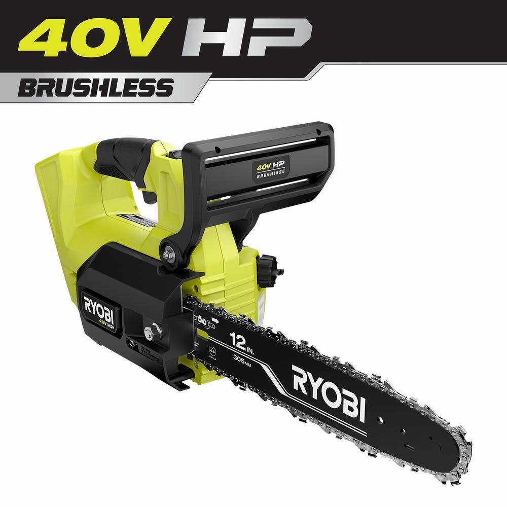 RYOBI 40V HP Brushless 12 in. Top Handle Battery Chainsaw (Tool Only) RY40509BTL