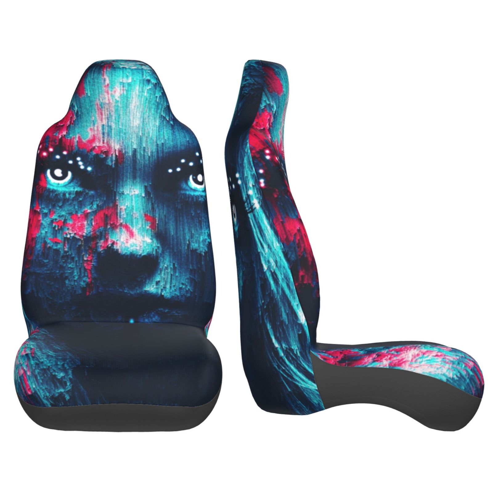 TEQUAN Front Seat Covers， Cyberpunk Creativity Woman Pattern 2 Piece Car Seat Cover Fit Most Car SUV Truck Van