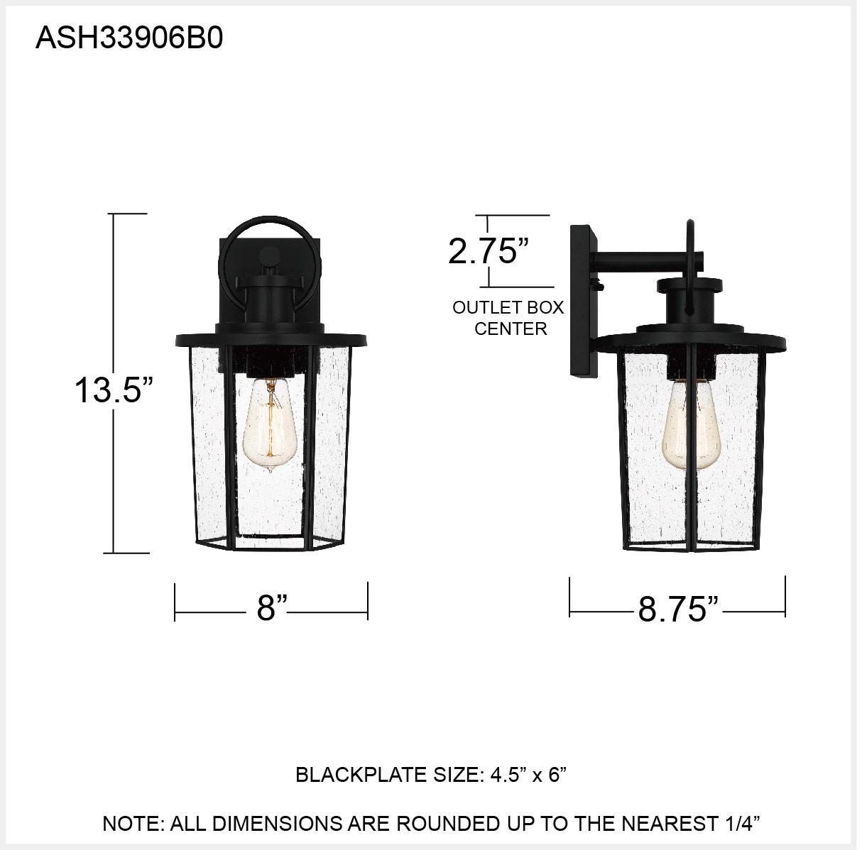 Ashley Harbour Asher 1-Light Matte Black Outdoor Wall Lantern