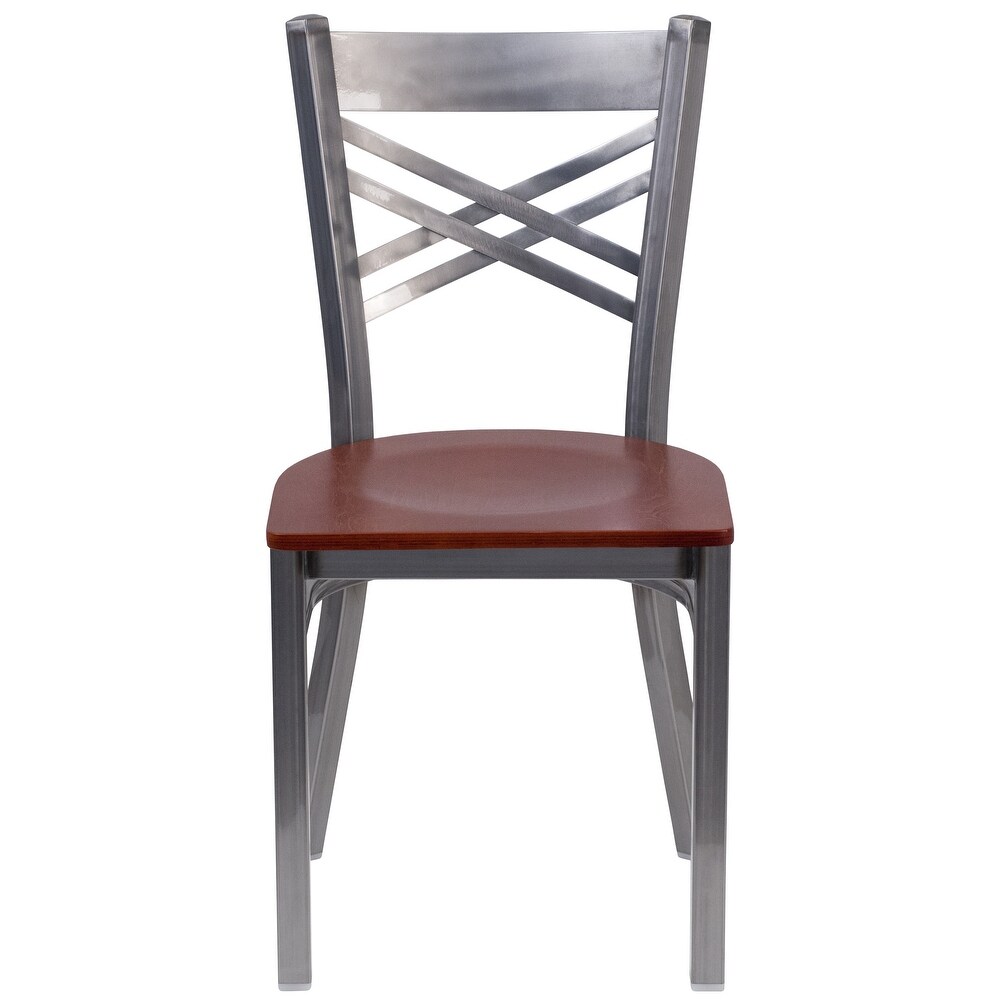 Steel X back Restaurant Chair   16.5\