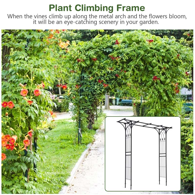 82'' x 20.5'' Wedding Metal Arbor Garden Arch Trellis for Rose Vines Plant Climbing, Outdoor Gardening Walkway Arches