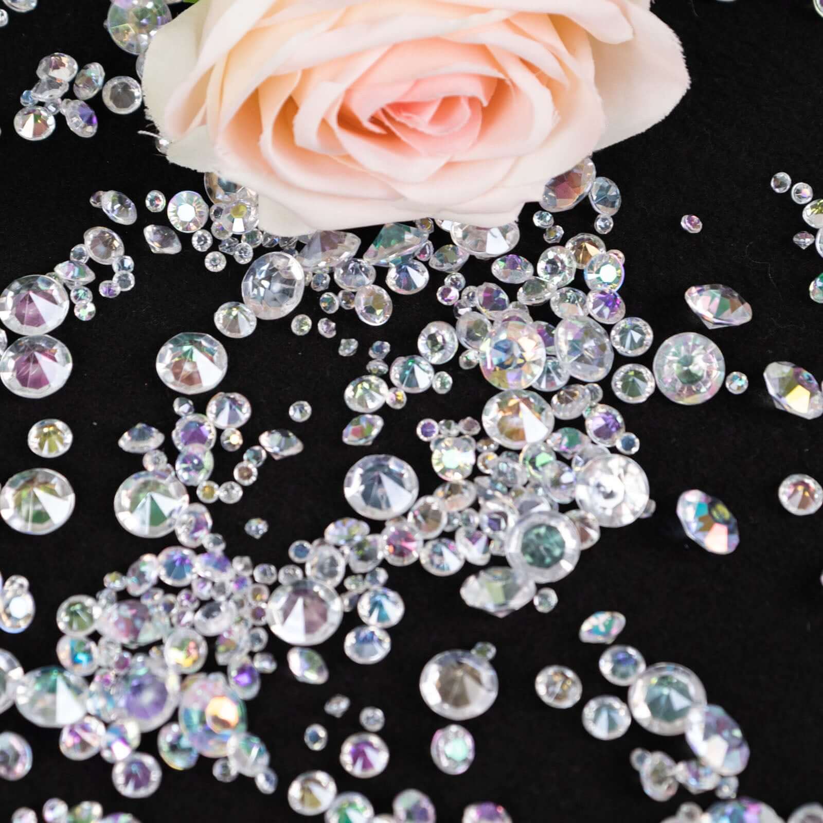 4000 Pcs Iridescent Acrylic Diamond Vase Fillers Table Scatters, DIY Craft Beads Wedding Table Confetti - 3mm, 6mm, 10mm