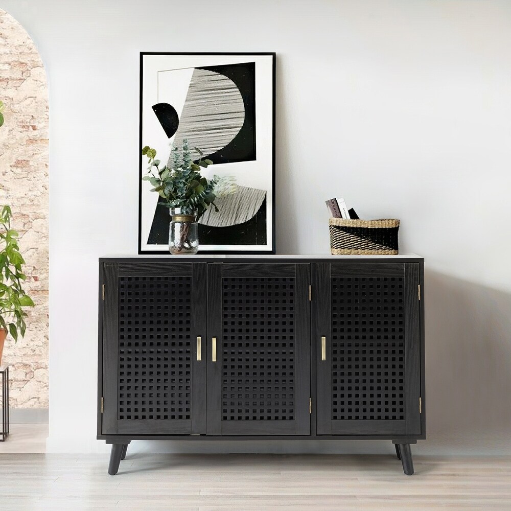 Gius Contemporary Multifunctional Manufactured Wood Frame Sideboard with Beech Wood Doors by HULALA HOME