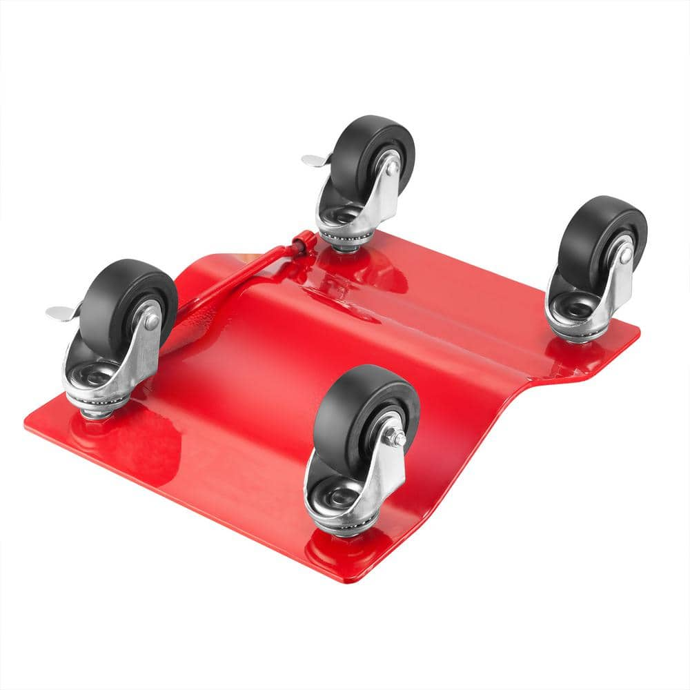 1500 lbs. Capacity Powder Coated Solid Steel Diamond Texture Wheel Dollies in Red (Set of 4) 843693DDP