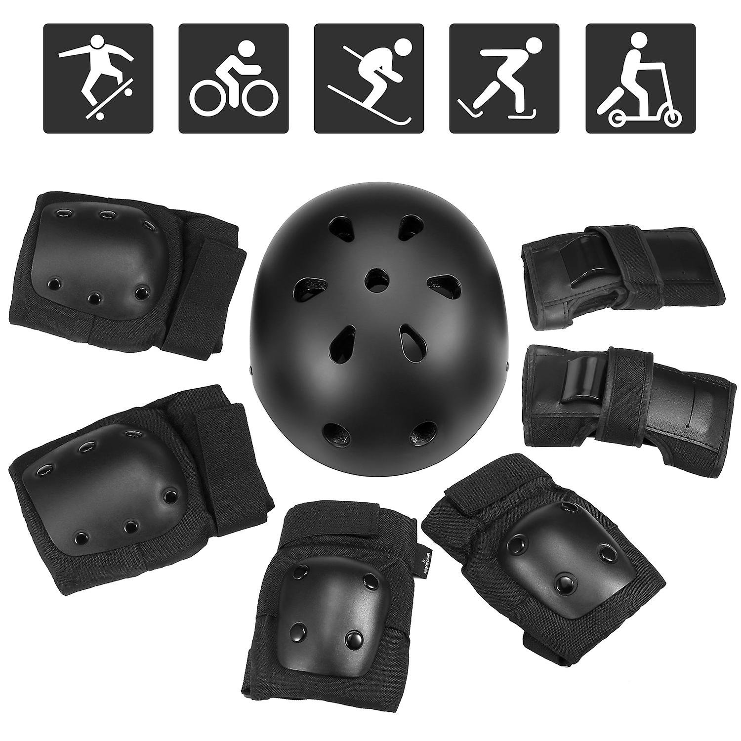 7 In 1 Kids/adults Bike Helmet And Pads Set Helmet Knee Pads Elbow Pads Wrist Pads Sport Protective Gear Set For Cycling Skateboard Roller Skating War