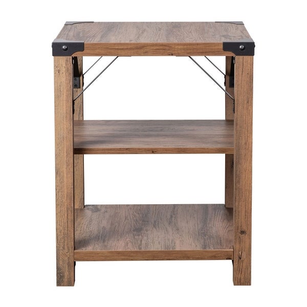 3-Tier Side Table with Metal Side Braces and Corner Caps