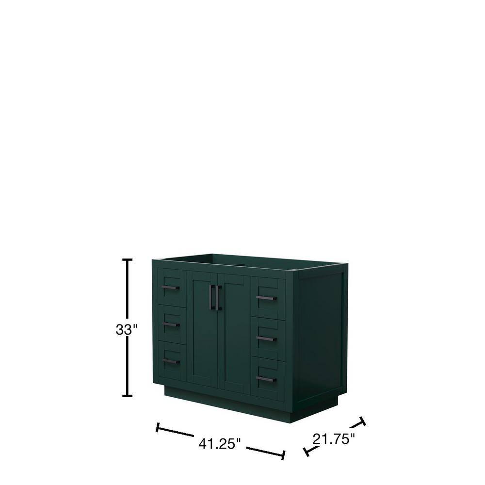 Wyndham Collection Miranda 41.25 in. W x 21.75 in. D x 33 in. H Single Bath Vanity Cabinet without Top in Green WCF292942SGKCXSXXMXX