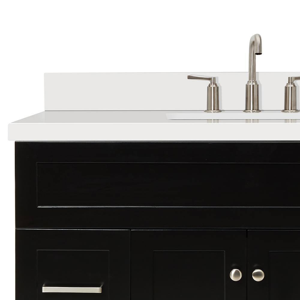 ARIEL Hamlet 43 in. Bath Vanity in Black with Quartz Vanity Top in White with White Basin F043S-WQ-VO-BLK