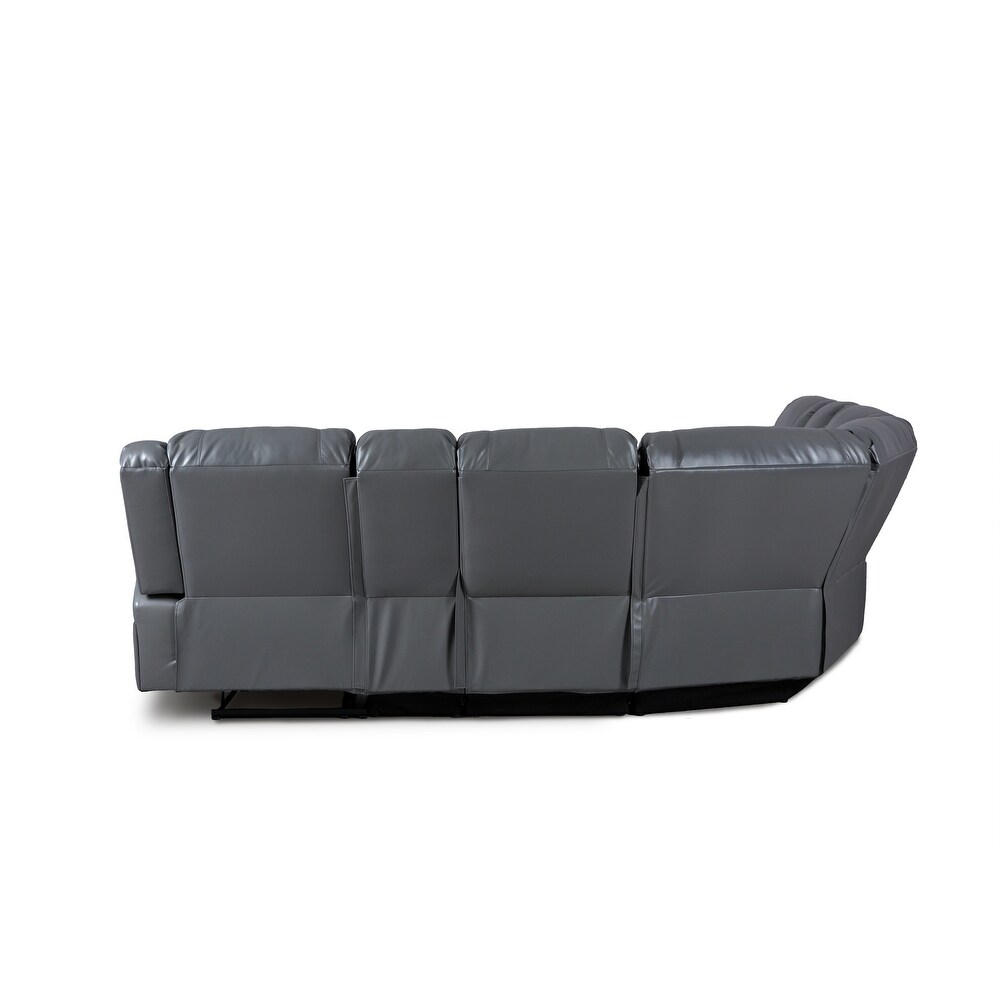 PU Leather 5 Seat Reclining Sectional Sofa with Console and Storage