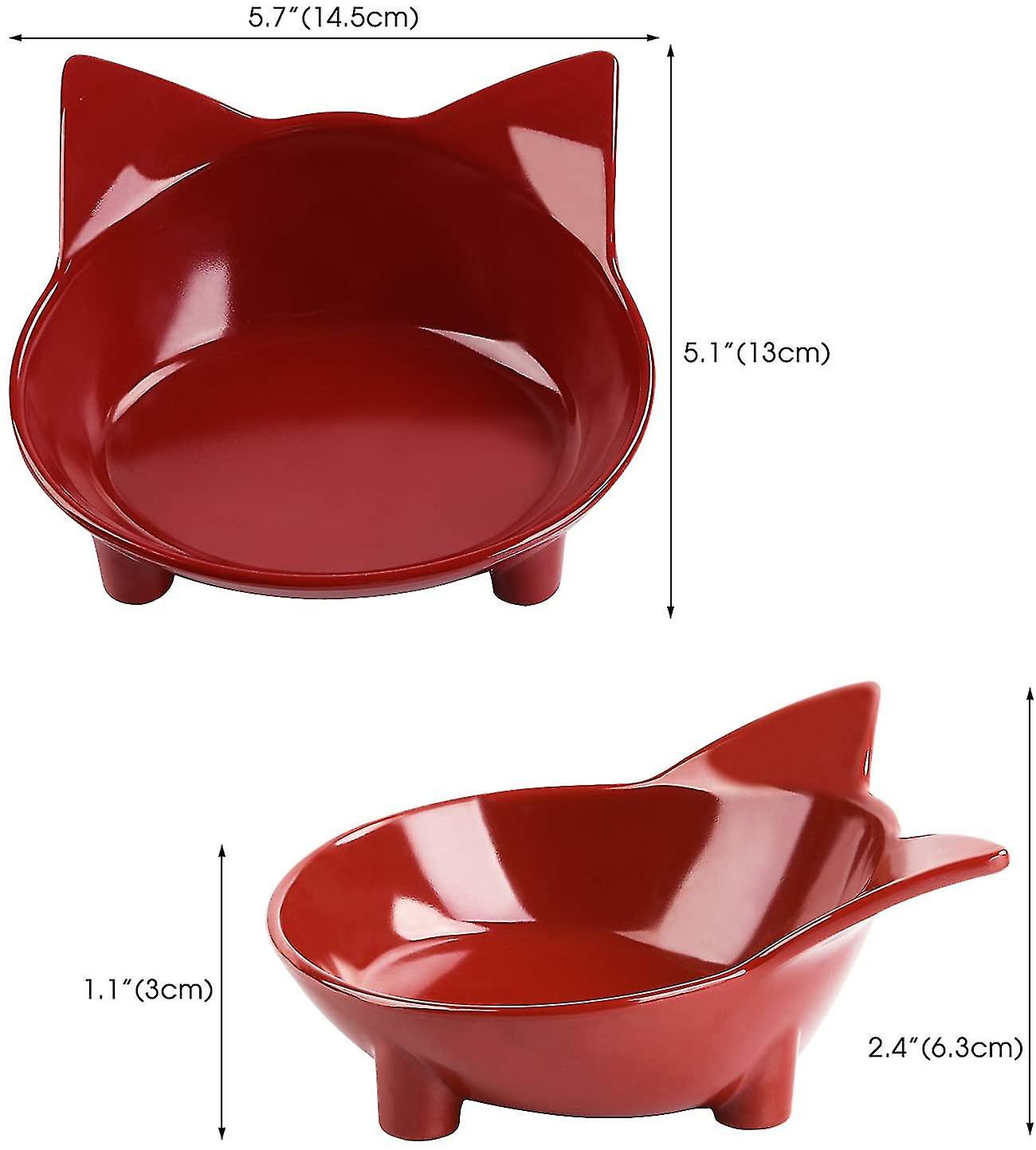 Miman Cat Bowl Flat Mouth Cat Bowl Kitten Cat Bowl Non-slip Water Melamine Bowl Red