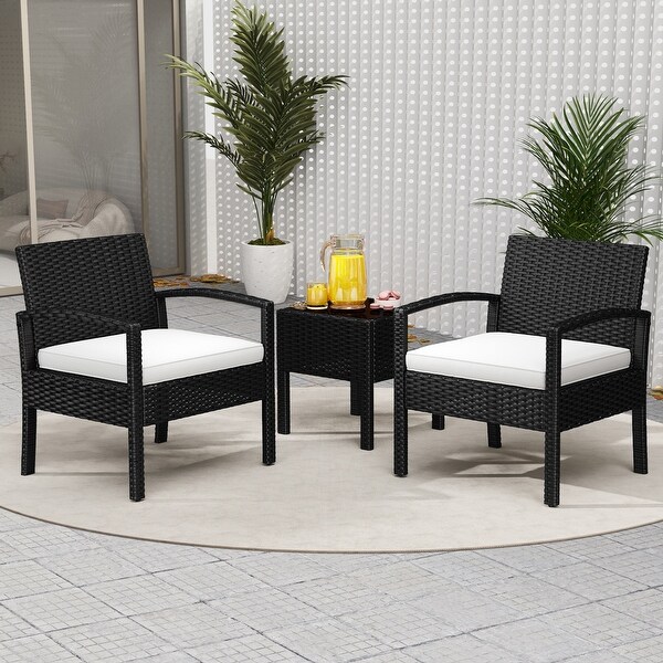 Moasis Black 3Piece Outdoor Patio Furniture Wicker Bistro Set