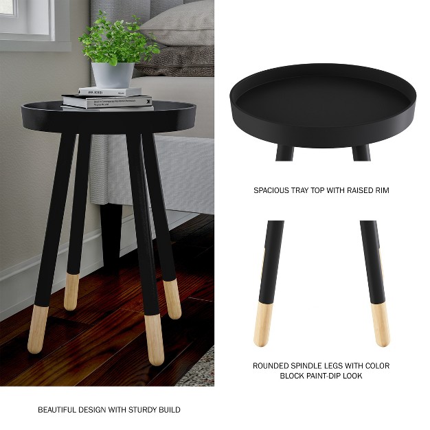 Hasting Home Modern Side Table Round End Table With Tray Top