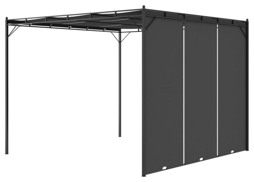 vidaXL Garden Gazebo with Side Curtain 118.1x118.1x88.6 Anthracite  47995   Contemporary   Gazebos   by BisonOffice  Houzz