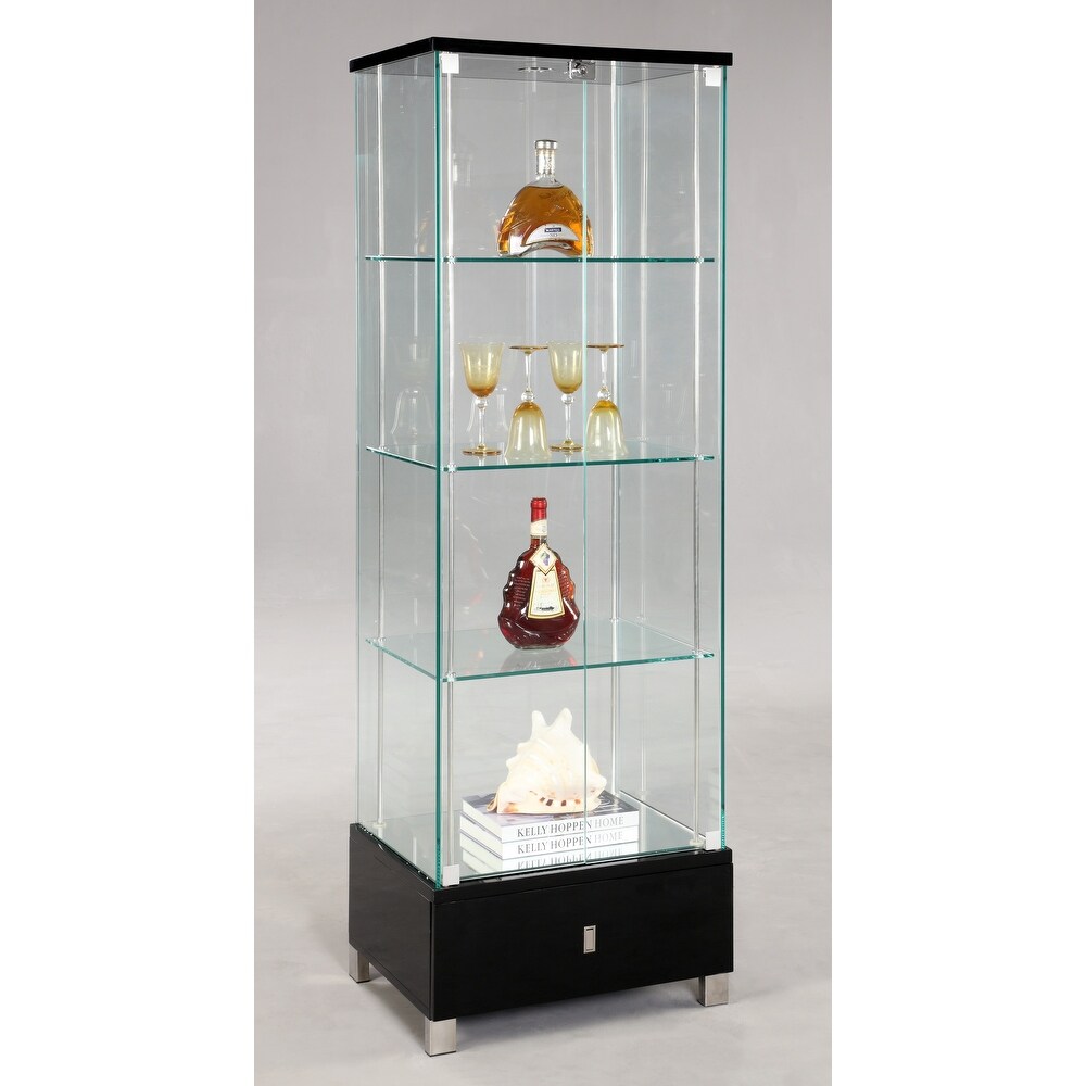 Somette Modern Black Gloss Glass Curio