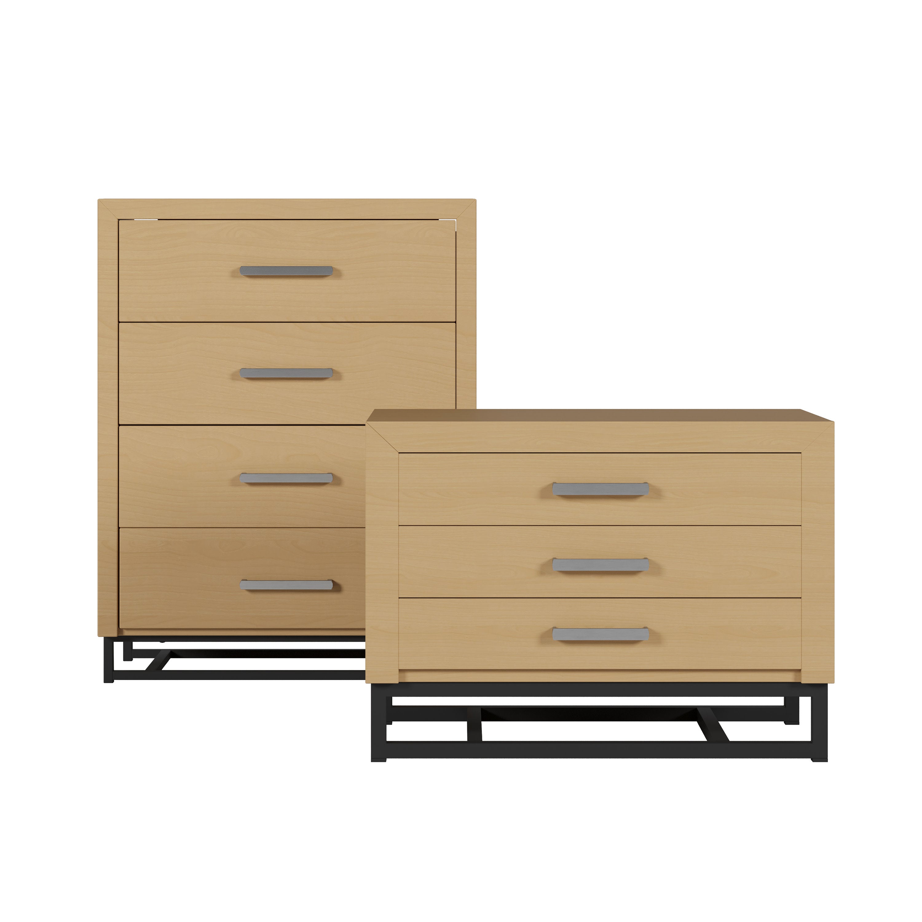 Borah Contemporary Faux Wood 2 Piece 4 Drawer Dresser and Nightstand Bedroom Set