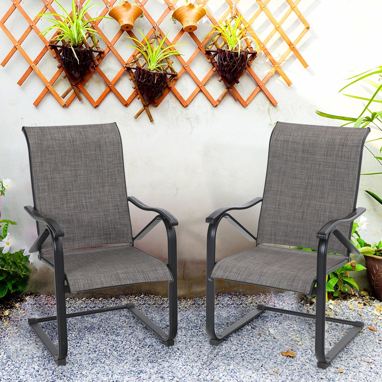 Sophia & William 2-Piece Patio Dining Chairs Metal Frame with E-coating - Gray