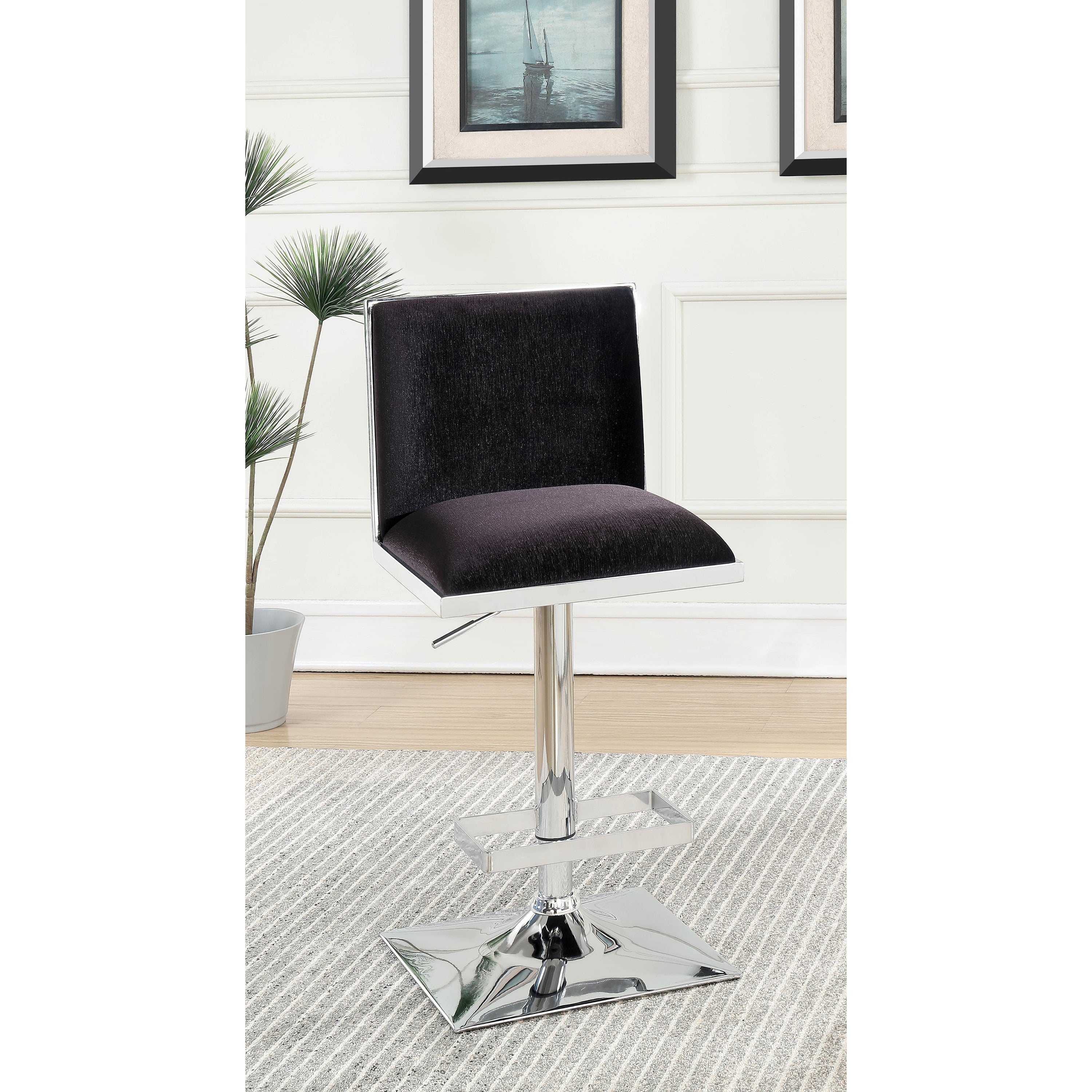 Furniture of America Hevi Contemporary Velvet Fabric Padded Barstool